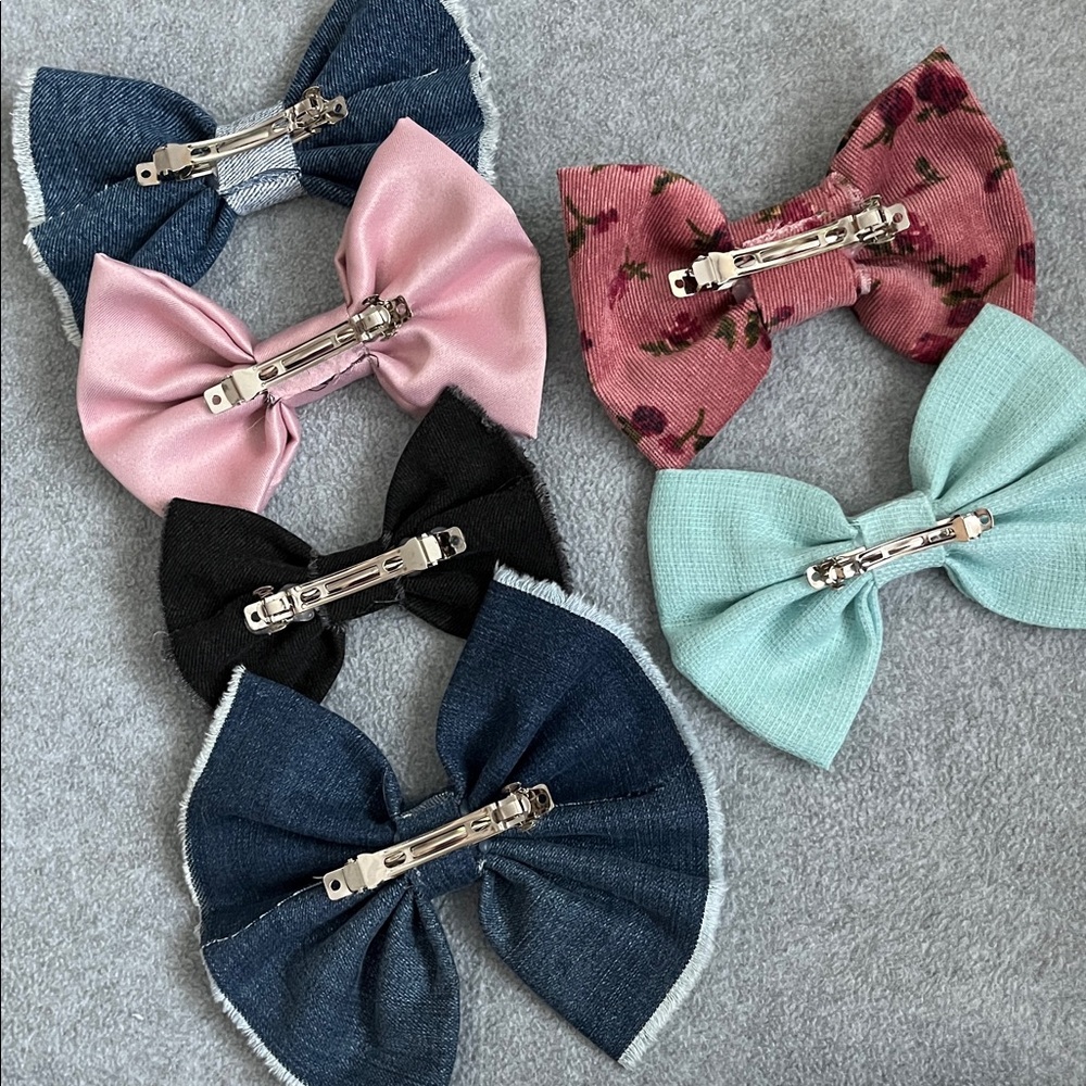 Kawaii Coquette Hairbow Bundle Lot Preppy Cottagecore Fabric - Picture 6 of 10